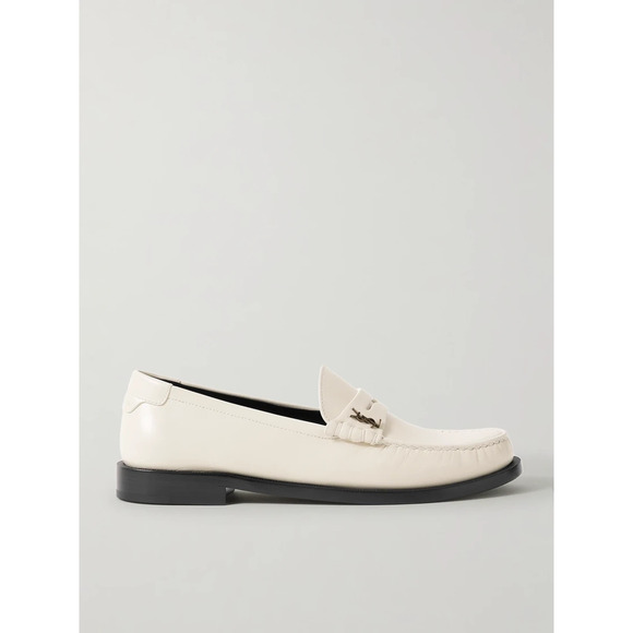 Saint Laurent 'Le' Off-White Leather Loafer Logo-Appliqu�d Leather Loafers Size - Picture 1 of 6